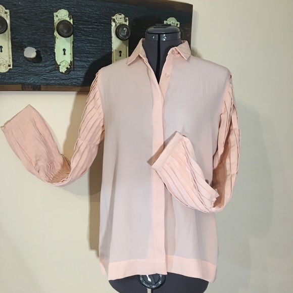 The Label Life Light Pink Pin-tuck Sleeve Blouse Size Large - Picture 4 of 14